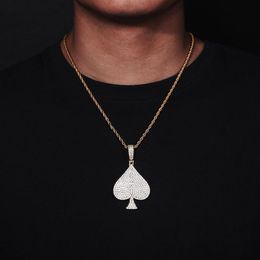 Iced Out Two-tone Aces Spade Pendant