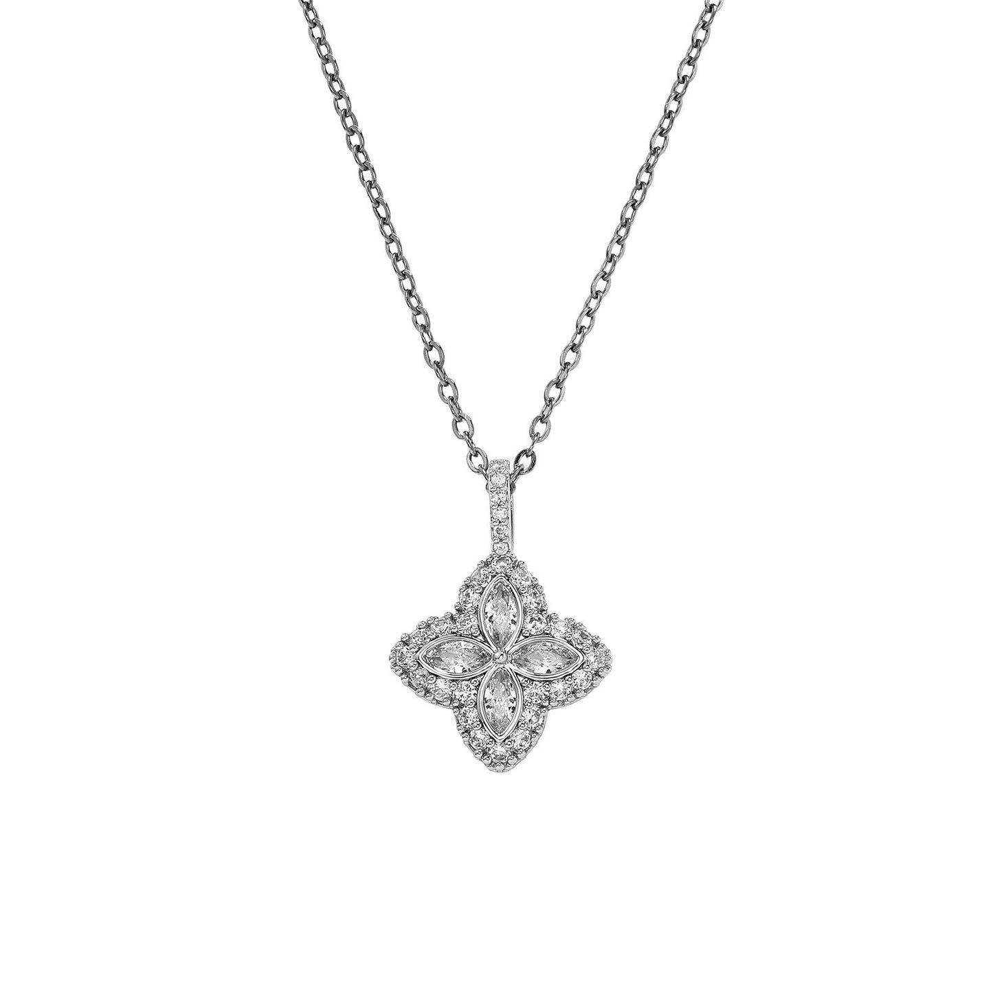 Iced Out Four Leaf Clover Pendant Necklace
