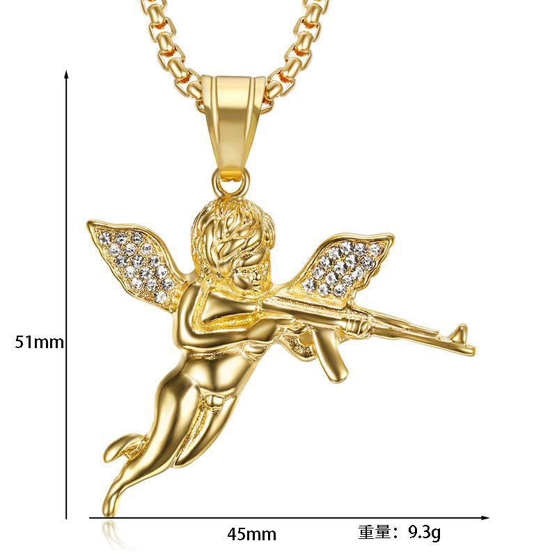 Angel Baby Pendant White Gold Yellow Gold Plated Brass