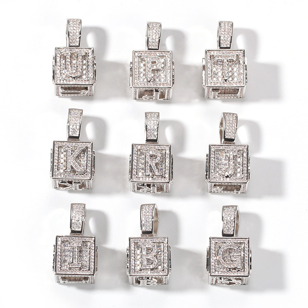 Iced Cube A to Z Letter Pendant in Gold