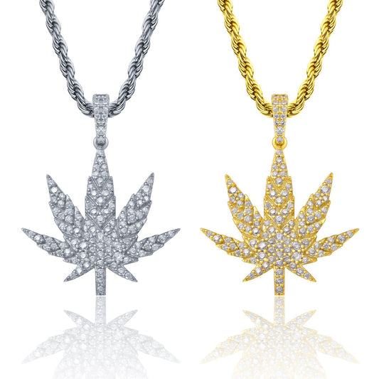 Iced Out Maple Leaf Pendant
