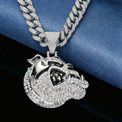 Iced Out Bulldog Head Pendant