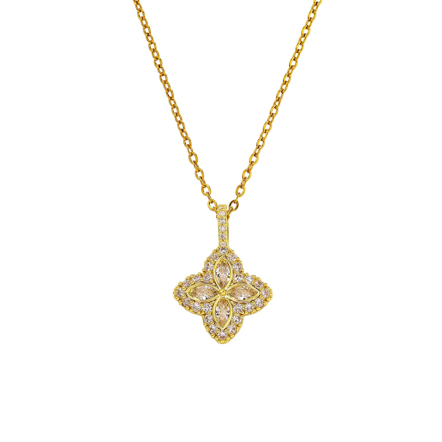 Iced Out Four Leaf Clover Pendant Necklace