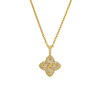 Iced Out Four Leaf Clover Pendant Necklace