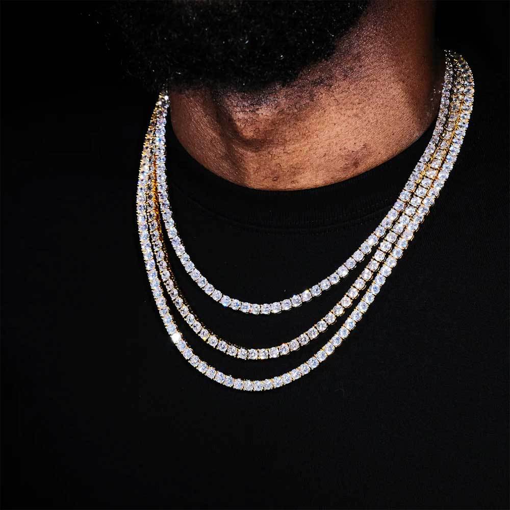 5mm 18K White Gold Tennis Chain and Bracelet Set