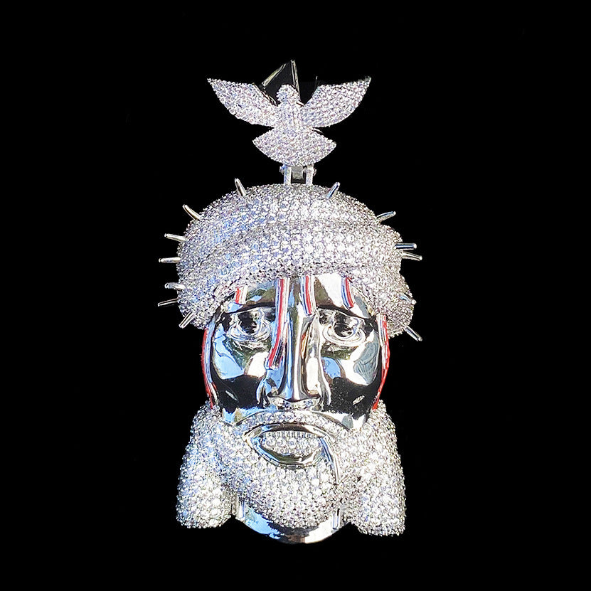 Iced Jesus Pendant with Dove Clasp