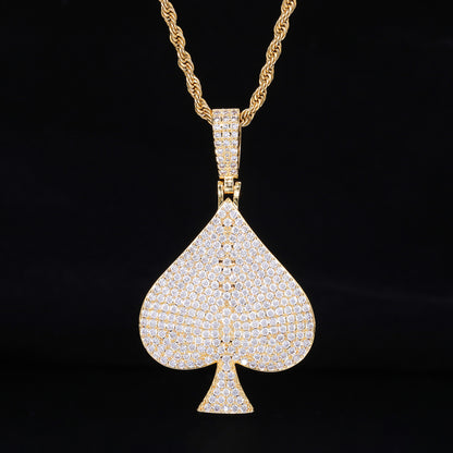 Iced Out Two-tone Aces Spade Pendant