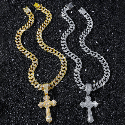 Iced Out Cross Pendant in Gold