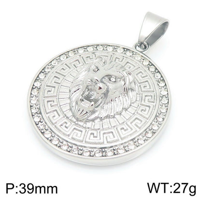 Crown Lion King Round Pendant