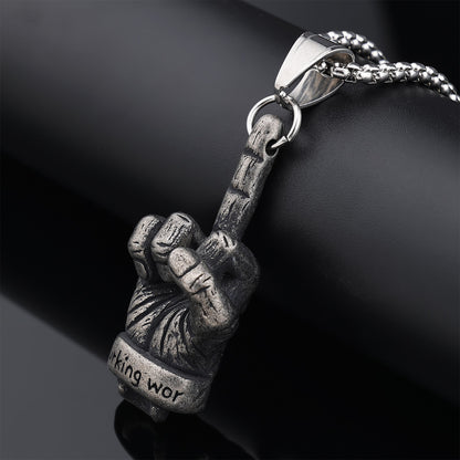 Middle Finger Gesture Hand Stainless Steel Pendant