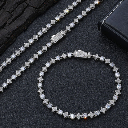 6mm Iced Out Star Tennis Chain and Bracelet Set