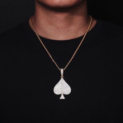 Iced Out Two-tone Aces Spade Pendant