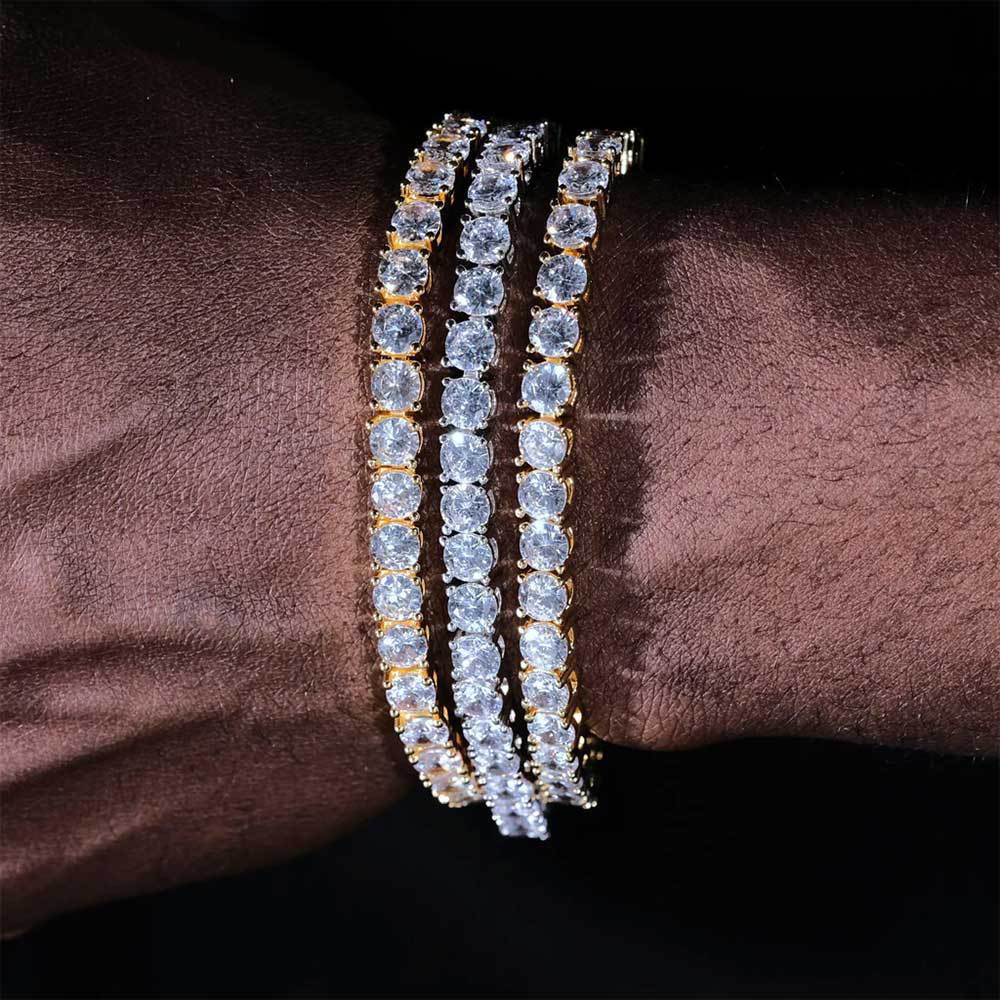 5mm 18K White Gold Tennis Chain and Bracelet Set