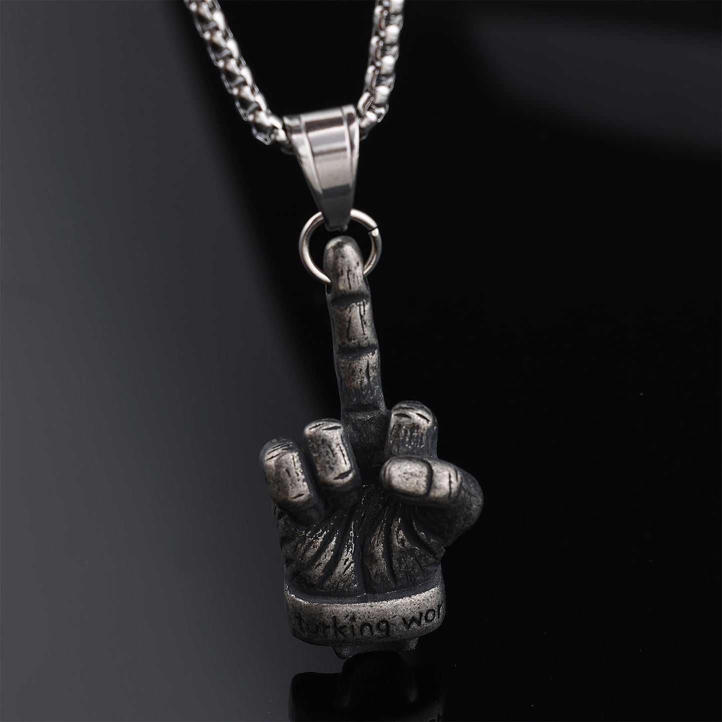 Middle Finger Gesture Hand Stainless Steel Pendant