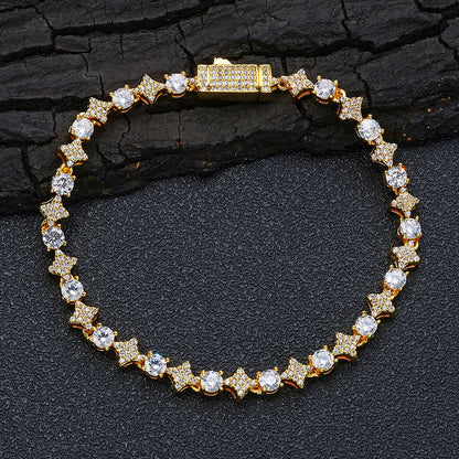 6mm Iced Out Star Tennis Chain and Bracelet Set