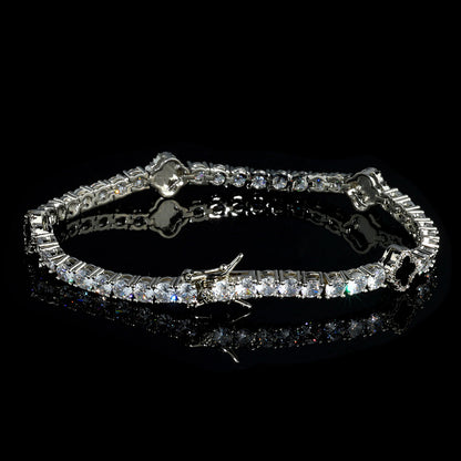 4mm Iced Out Black Four Leaf Clover Tennis Chain and Bracelet Set