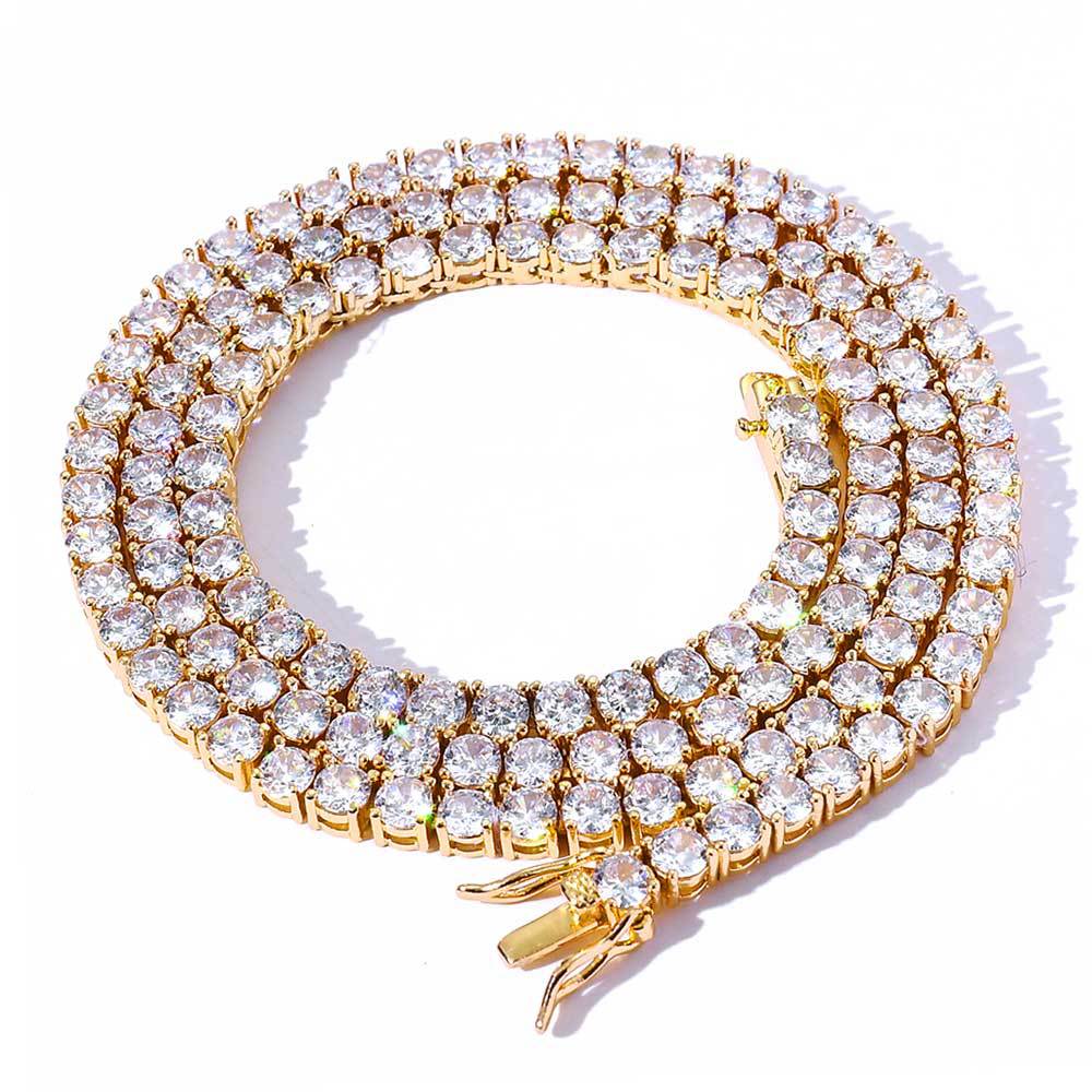 5mm 18K White Gold Tennis Chain and Bracelet Set