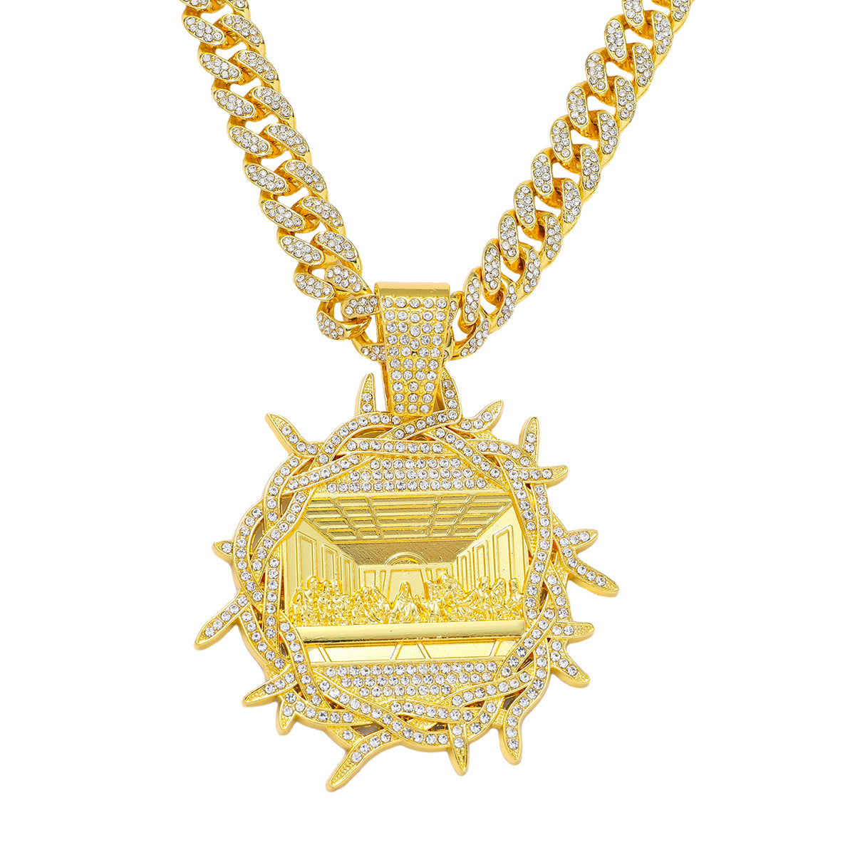 Iced Crown of Thorns Last Supper Pendant