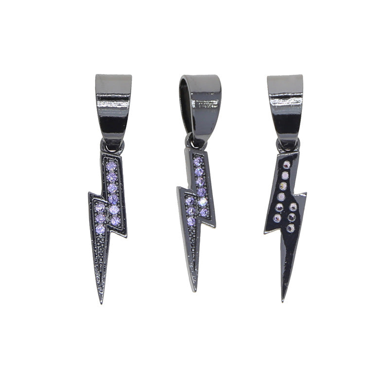 Micro Pave Lightning Pendant with Round Box Chain