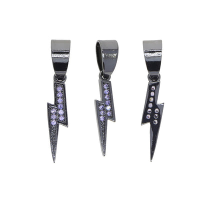Micro Pave Lightning Pendant with Round Box Chain