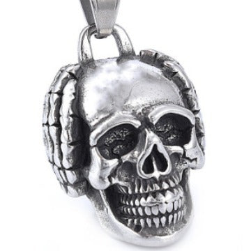 Dark Stainless Steel Pendant - Skull Hand Design