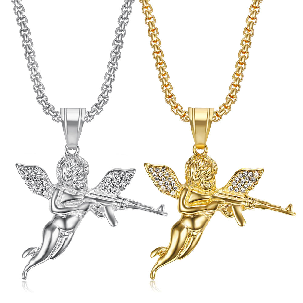 Angel Baby Pendant White Gold Yellow Gold Plated Brass