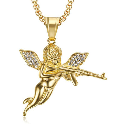 Angel Baby Pendant White Gold Yellow Gold Plated Brass