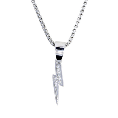 Micro Pave Lightning Pendant with Round Box Chain