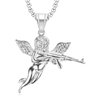 Angel Baby Pendant White Gold Yellow Gold Plated Brass