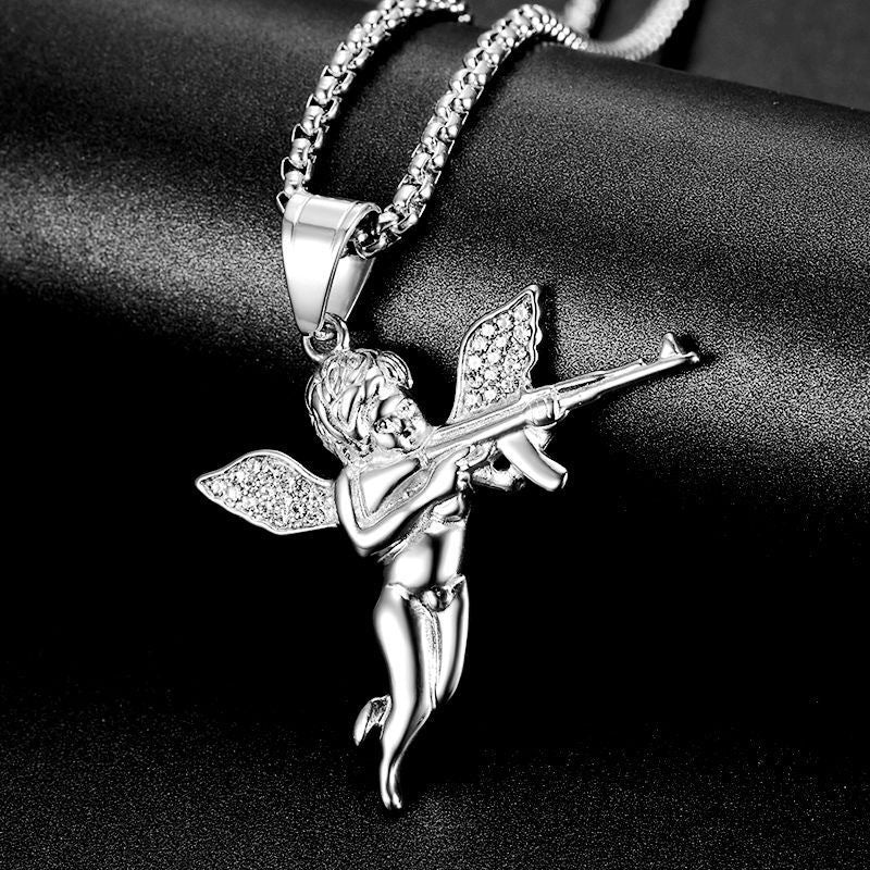 Angel Baby Pendant White Gold Yellow Gold Plated Brass
