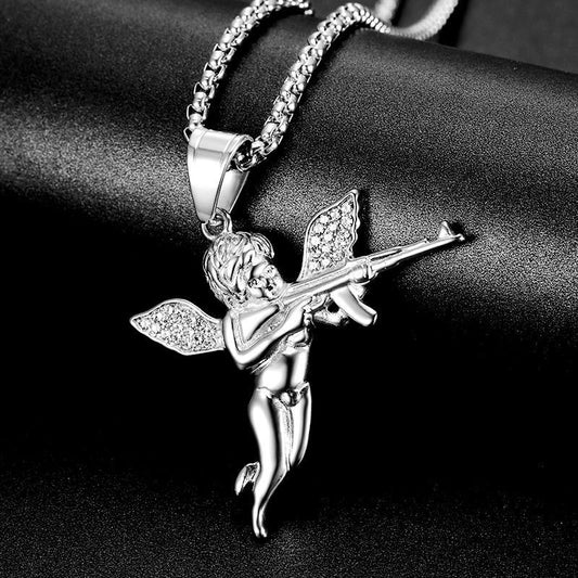 Angel Baby Pendant White Gold Yellow Gold Plated Brass