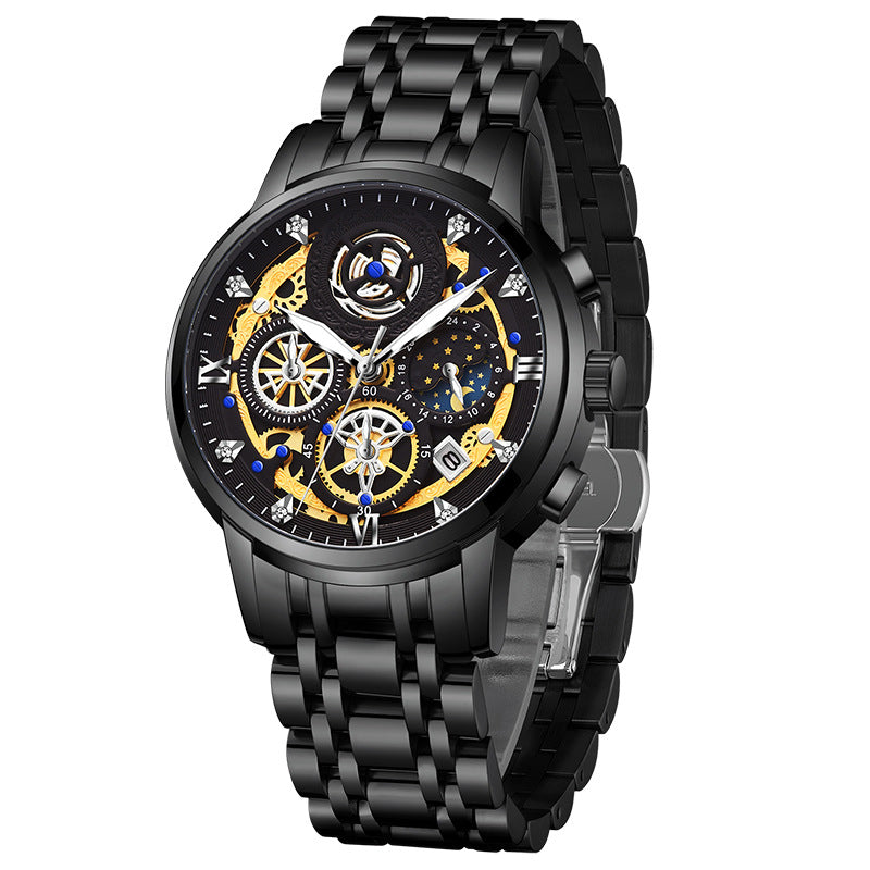 40mm Stainless Steel Waterproof Luminous Date Quartz Watch