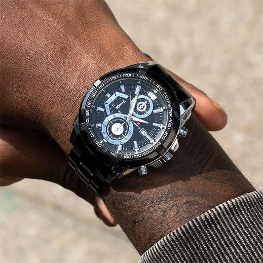 47mm Stainless Steel Quartz Watch In Black Gold