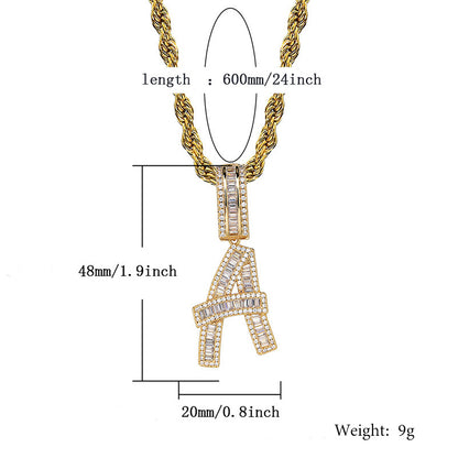 Iced Baguette Letters Pendant in Gold