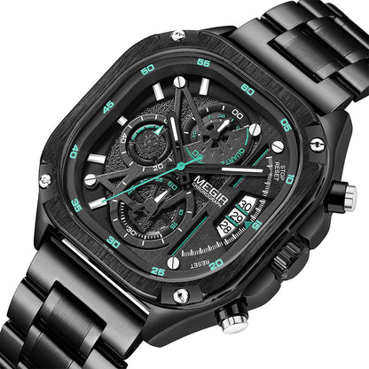Multifunctional Waterproof Luminous Square Quartz Watch