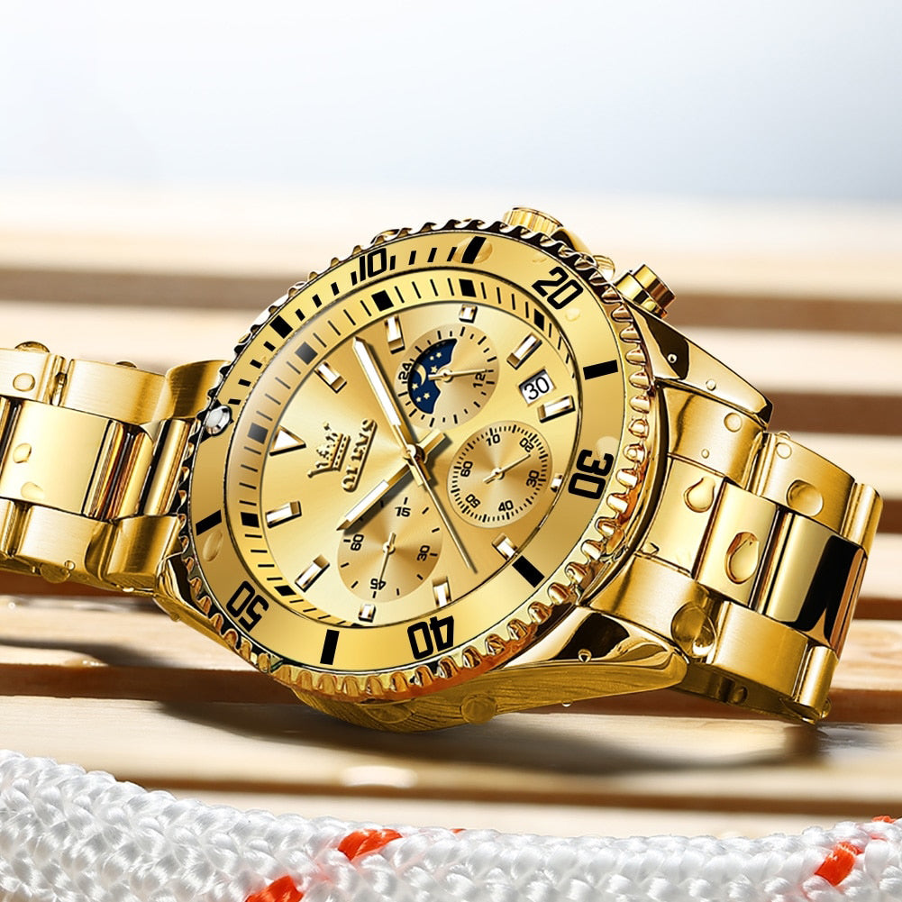 Multi-functional Waterproof Luminous Men's Quartz Stainless Steel Wrist Watch