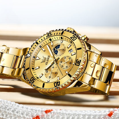 Multi-functional Waterproof Luminous Men's Quartz Stainless Steel Wrist Watch
