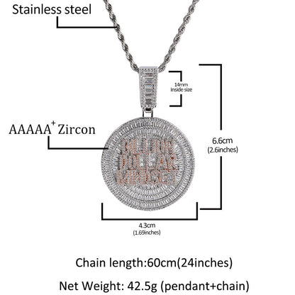 Iced Out Baguette Billion Dollar Mindset Pendant