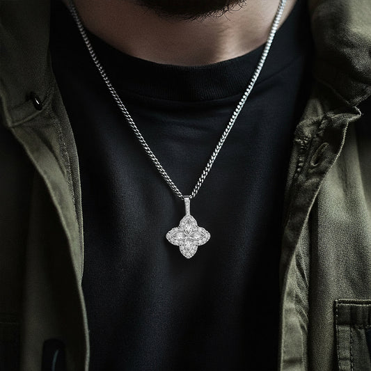Iced Out Four Leaf Clover Pendant Necklace