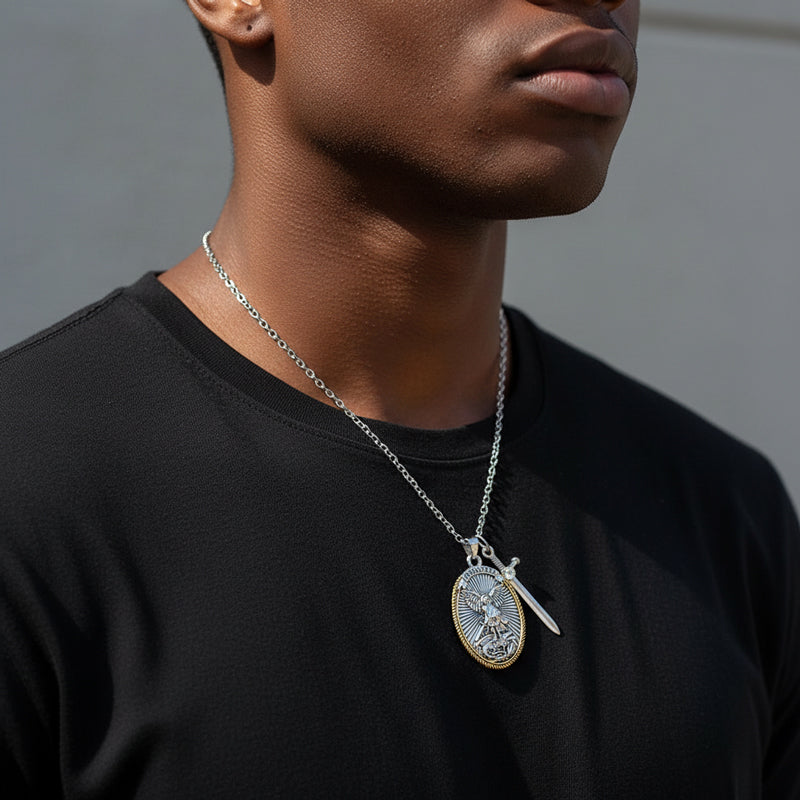 Shield and Sword Protection Pendant