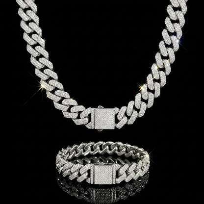 20mm Iced Out Miami Cuban Chain and Bracelet Set