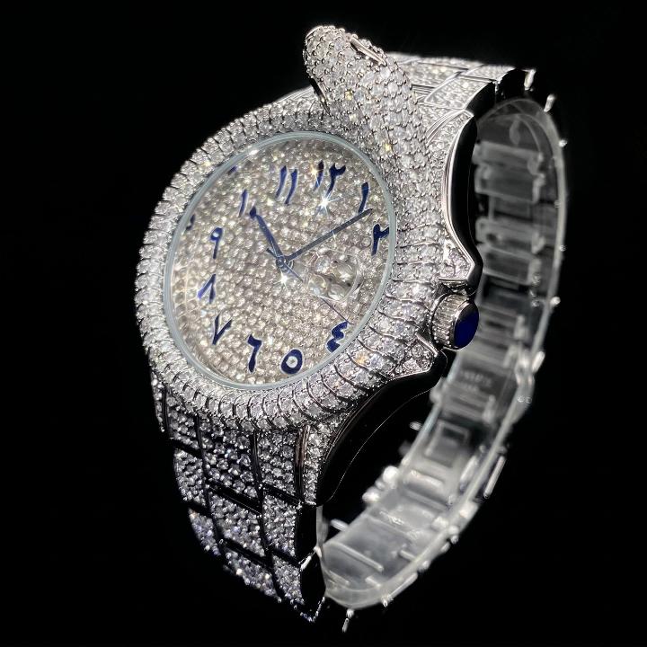 Iced Out Snake Dail Men's Watch in White Gold