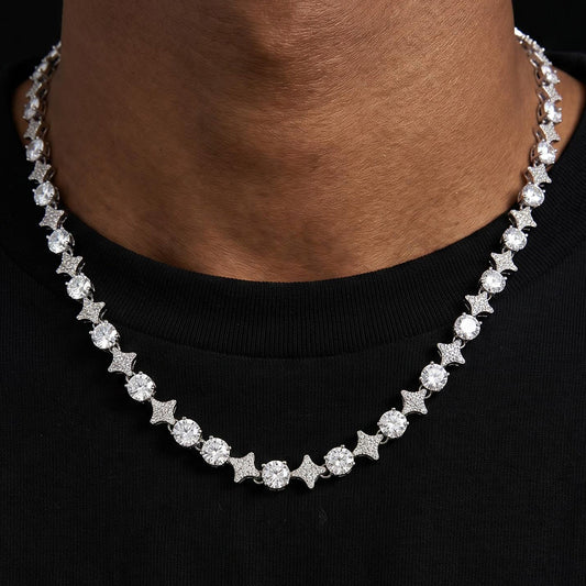 Iced Out Star Tennis Chain and Bracelet Set