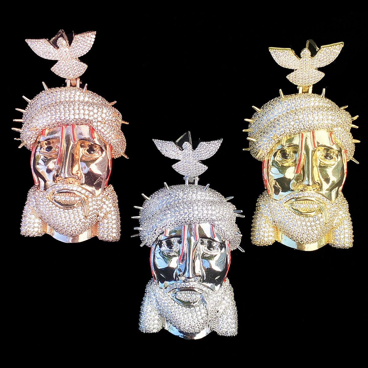 Iced Jesus Pendant with Dove Clasp