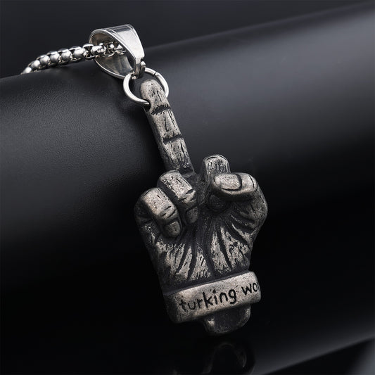 Middle Finger Gesture Hand Stainless Steel Pendant