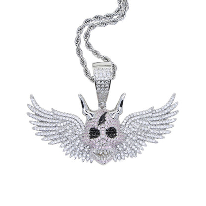 Iced Out Skull Head Wings Pendant