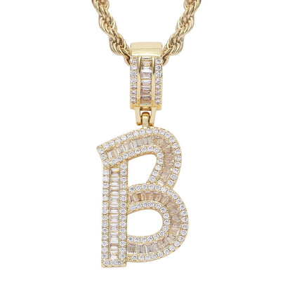 Iced Baguette Letters Pendant in Gold