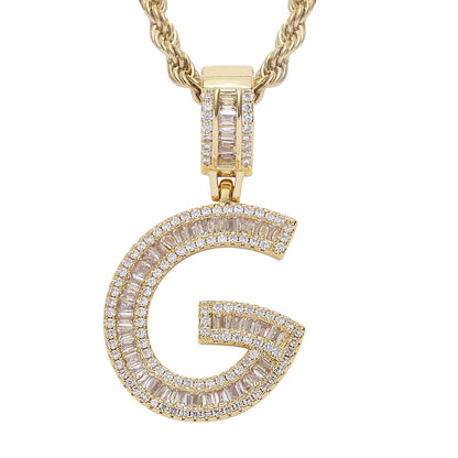 Iced Baguette Letters Pendant in Gold