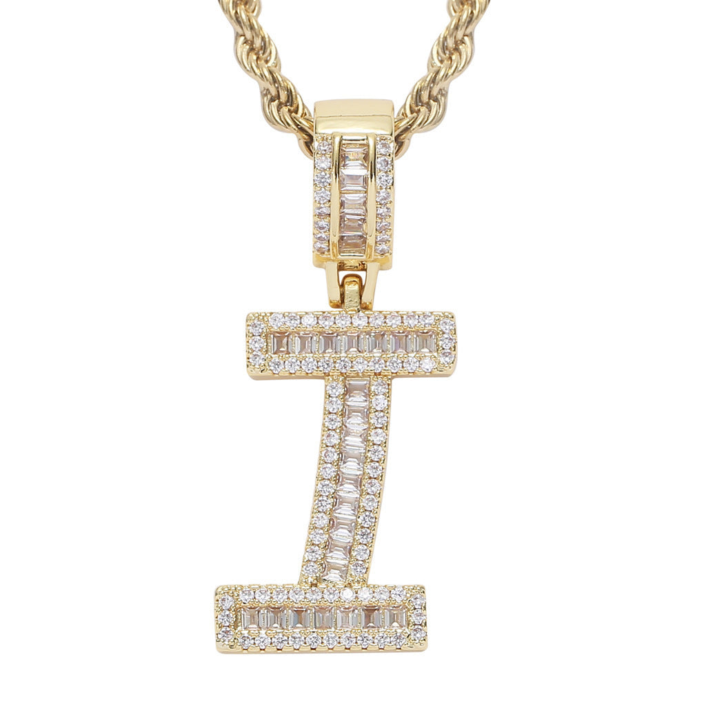 Iced Baguette Letters Pendant in Gold
