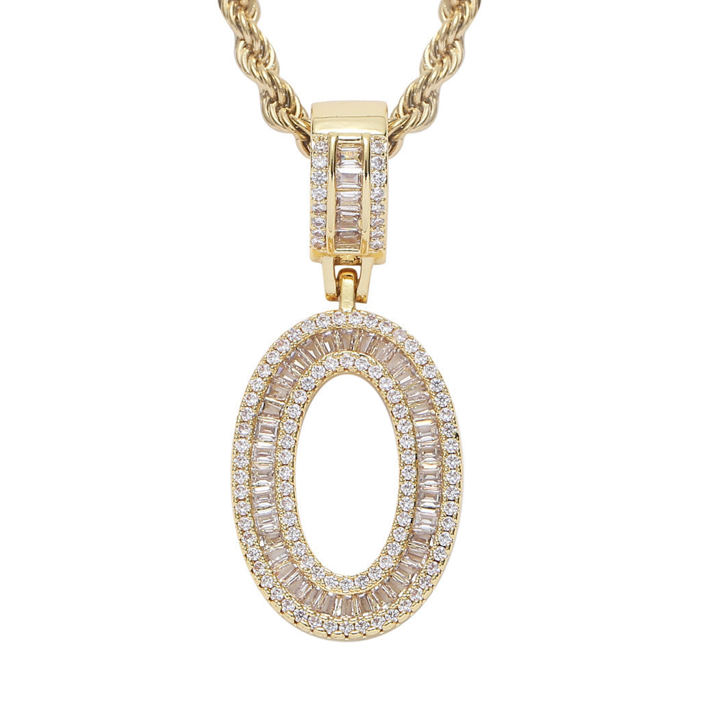 Iced Baguette Letters Pendant in Gold